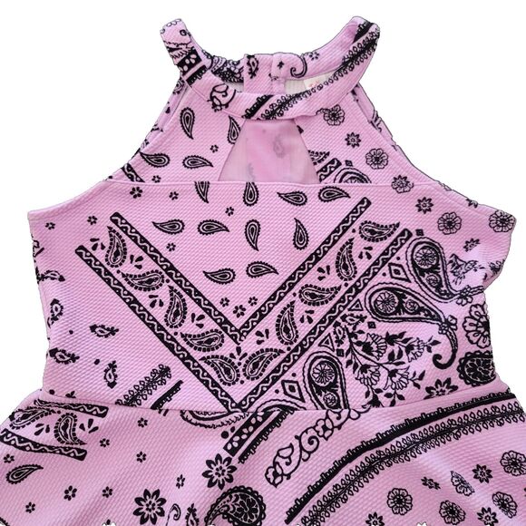 Justice Girls Lilac Sleeveless Party Dress Paisley Bandana Pattern Size L 12/14 - Picture 3 of 6